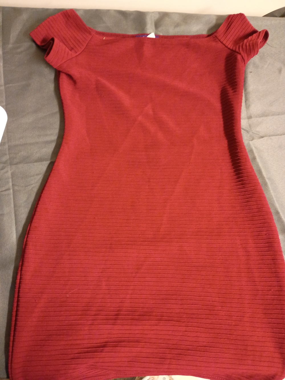 Hot Gal Wine Red Off-Shoulder Ribbed Crop Top